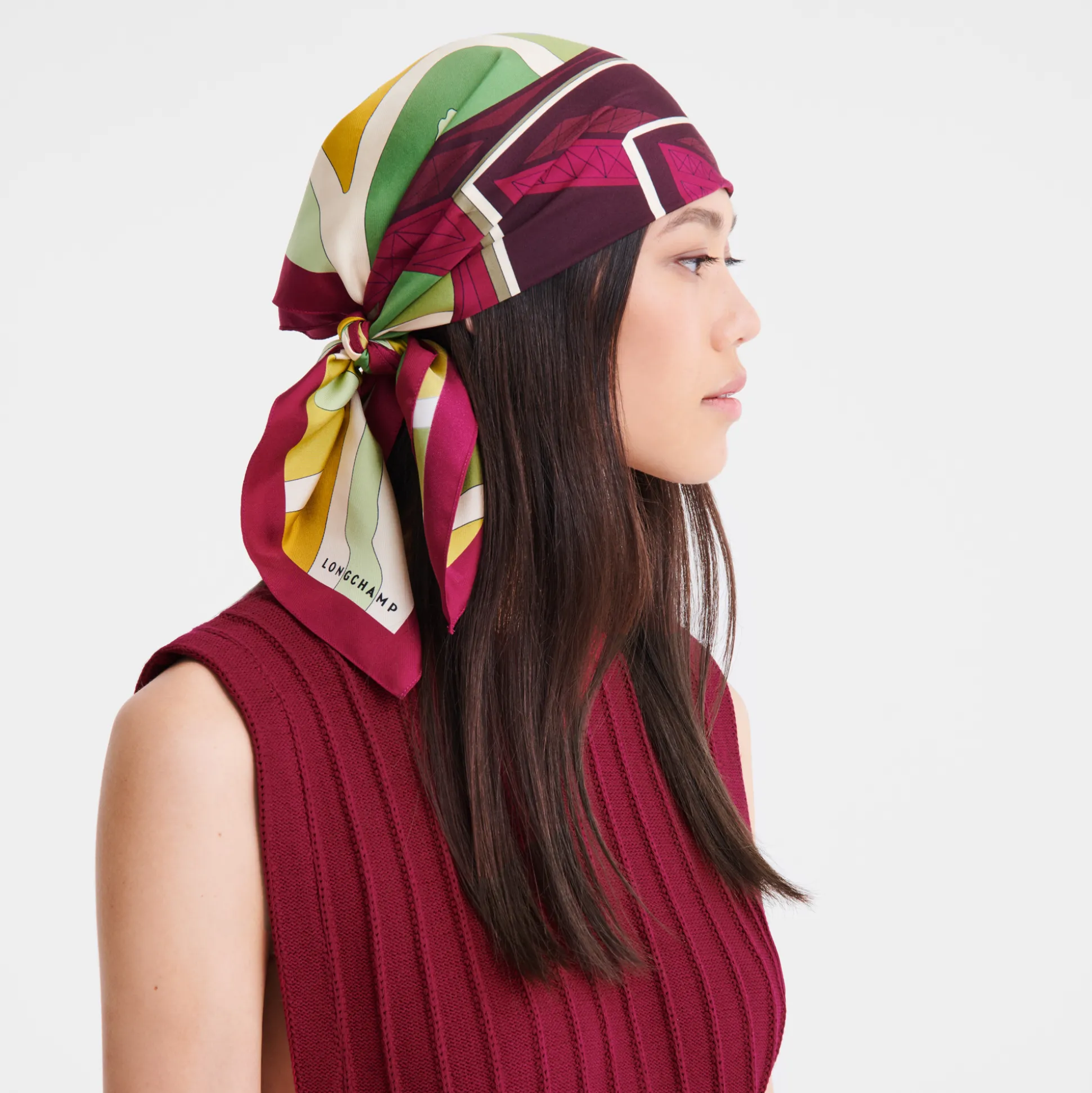 Best Longchamp Foulard di seta 70 Torre equestre OTHER - Barbabietola