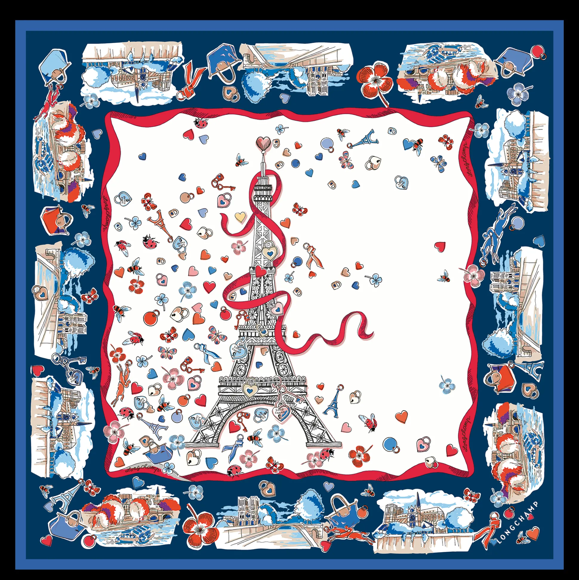 Fashion Longchamp Foulard di seta 50 Torre equestre OTHER - Greggio