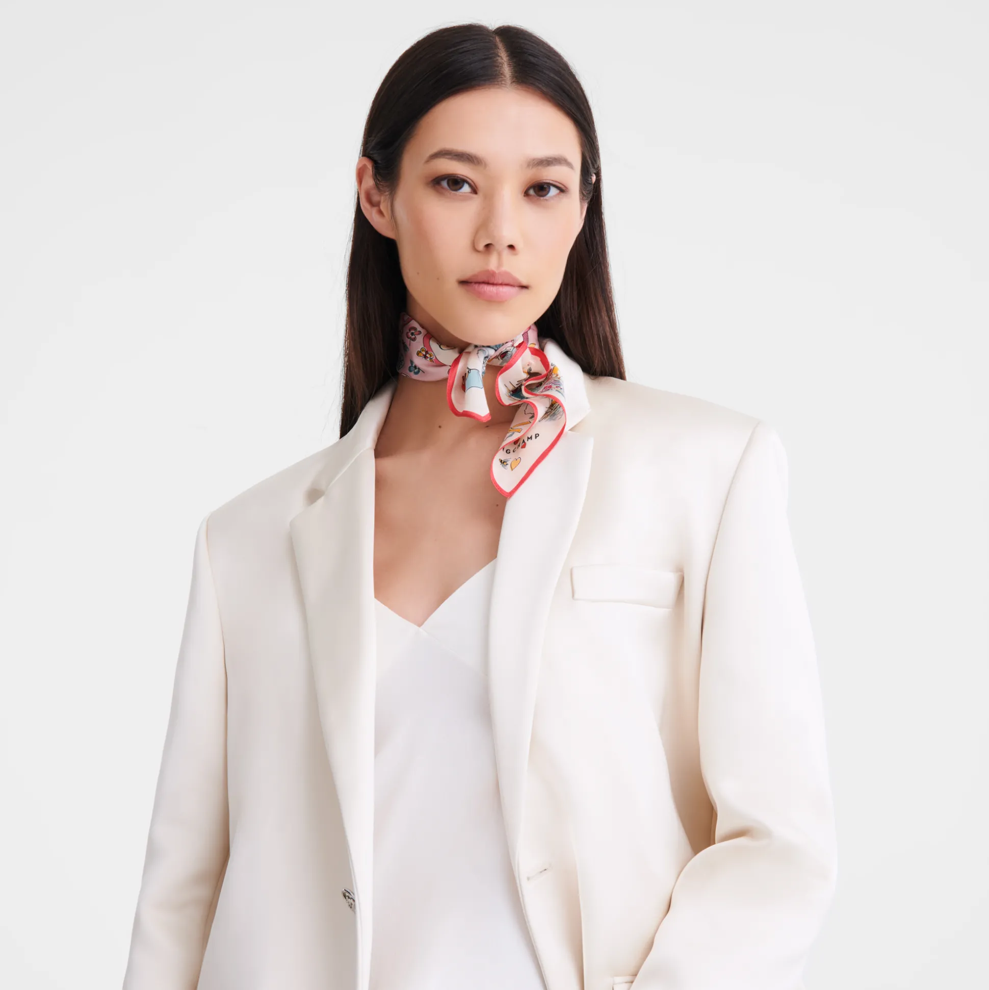 Store Longchamp Foulard di seta 50 Torre equestre OTHER - Marshmallow