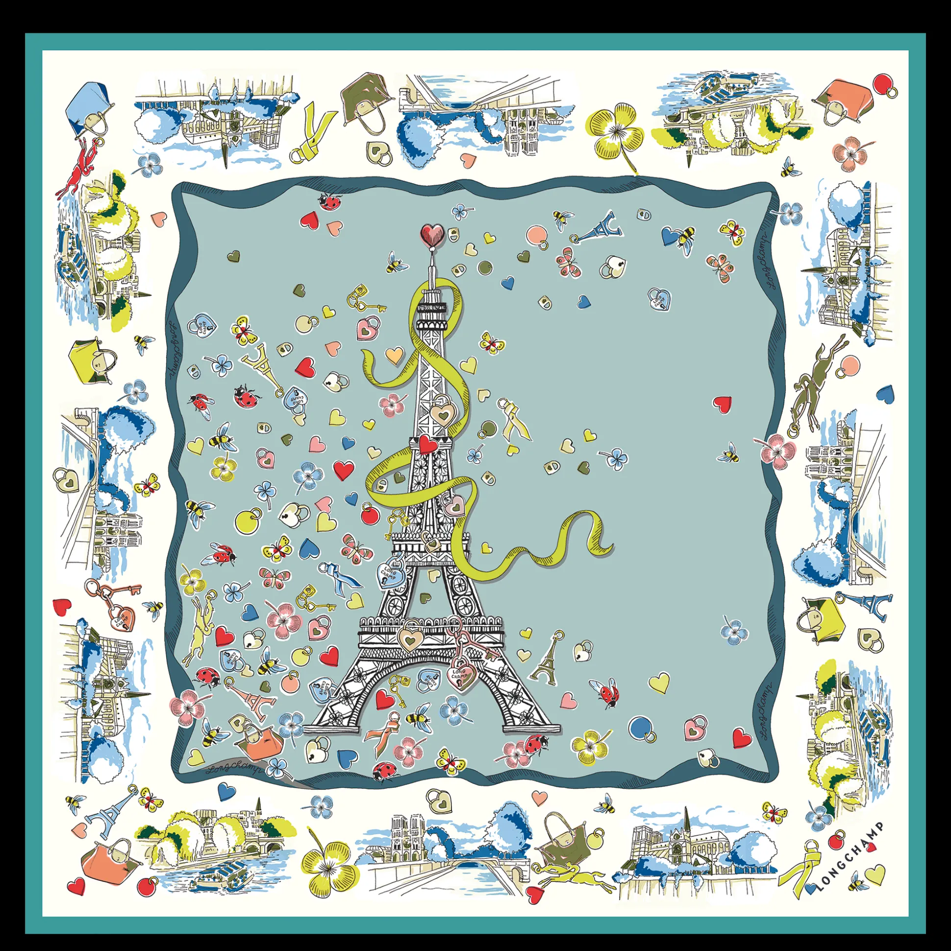 Hot Longchamp Foulard di seta 50 Torre equestre OTHER - Verbena