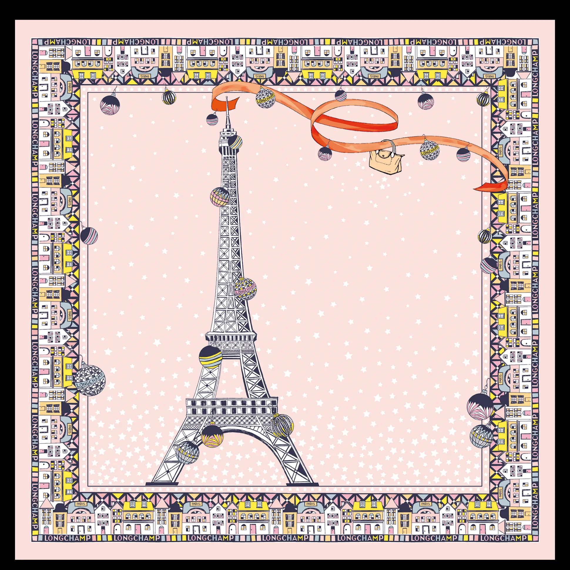 Best Longchamp Foulard di seta 50 Tour Eiffel Noël Seta - Beige Pelle BeigePelle