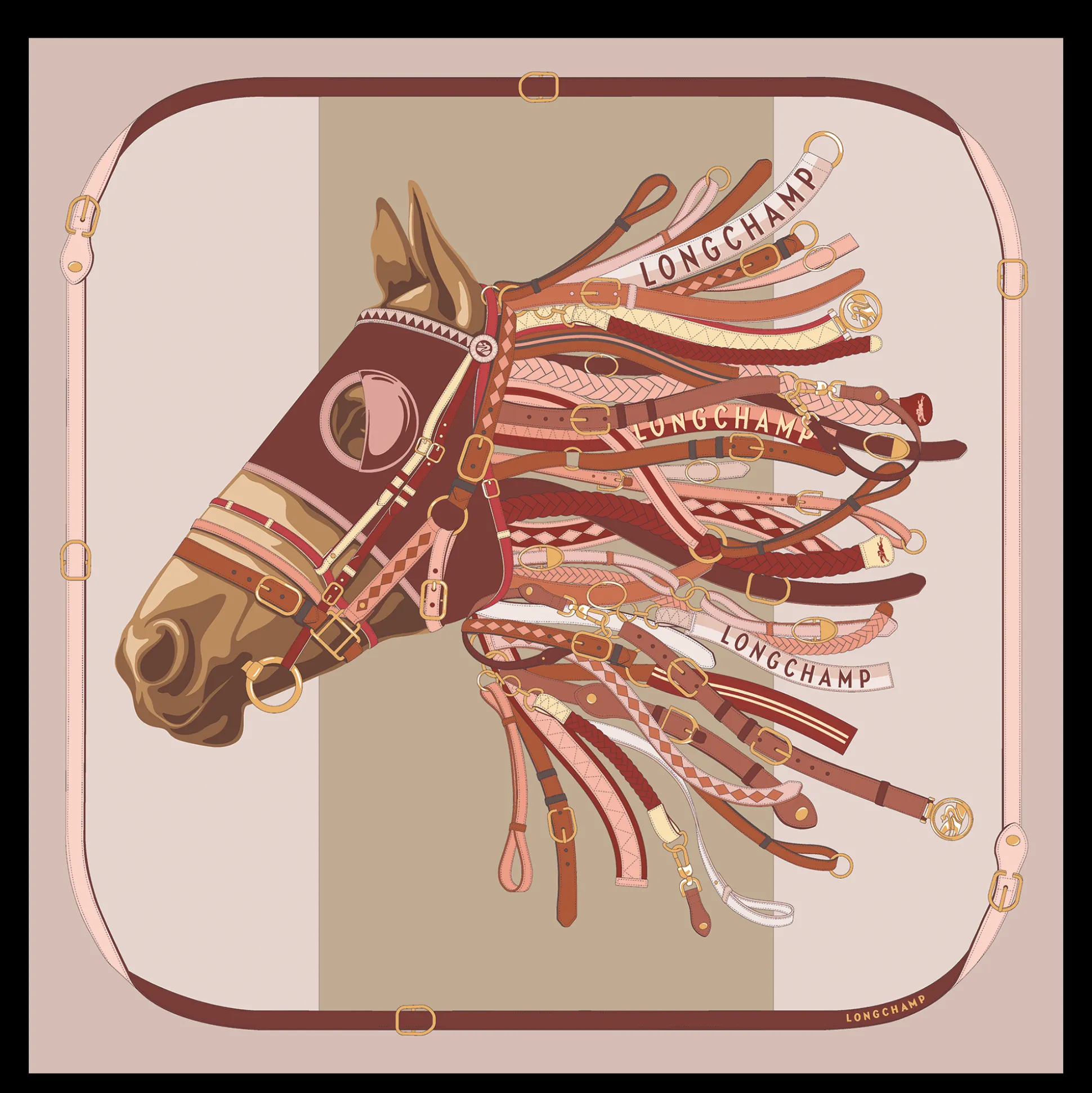 Store Longchamp Foulard di seta 90 Tête de cheval OTHER - Ballerina