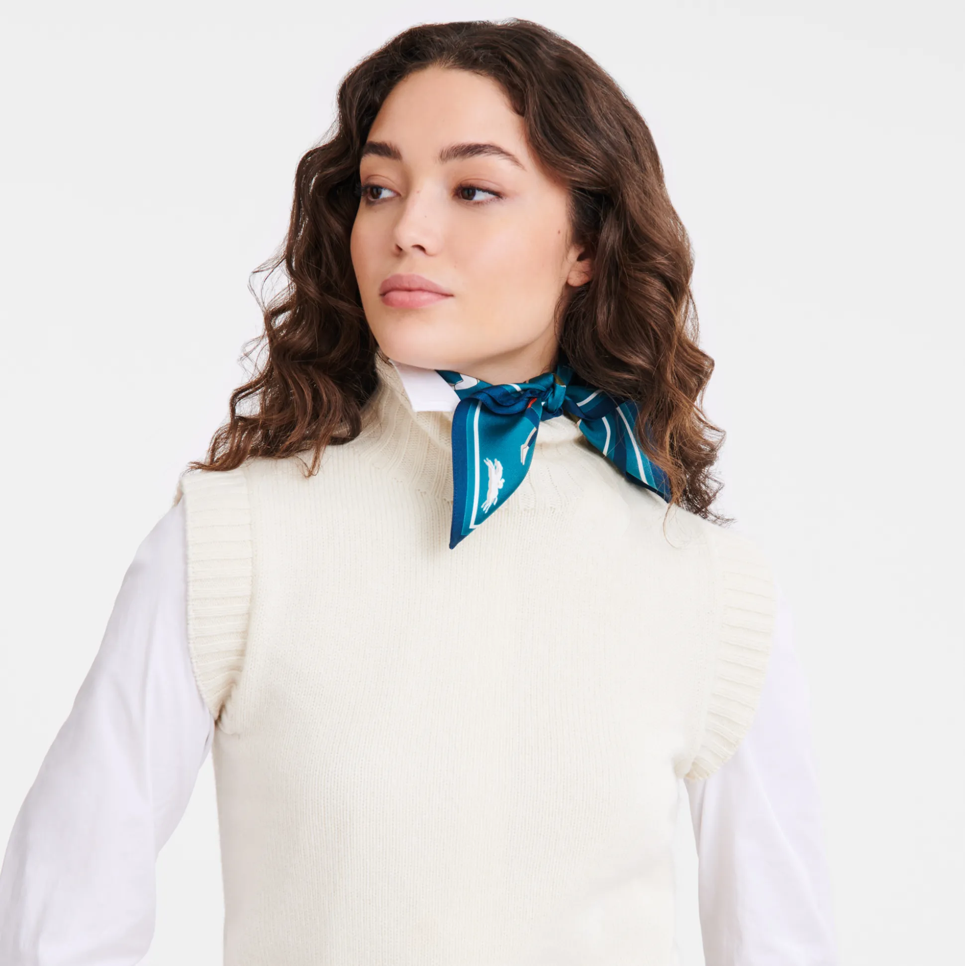 Store Longchamp Foulard di seta 50 Yoga Seta - Pavone