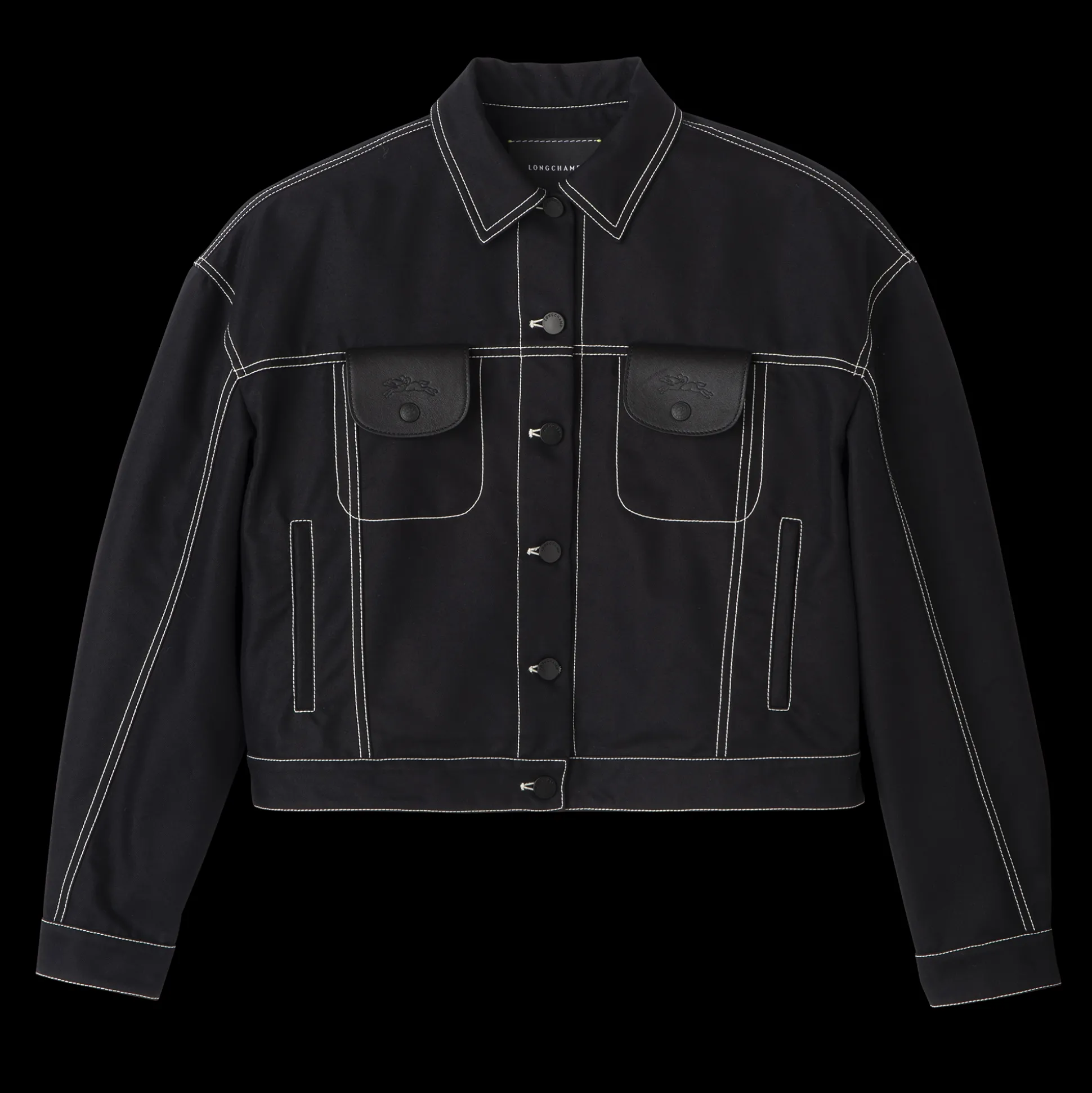 Sale Longchamp Giacca corta con impunture Nero