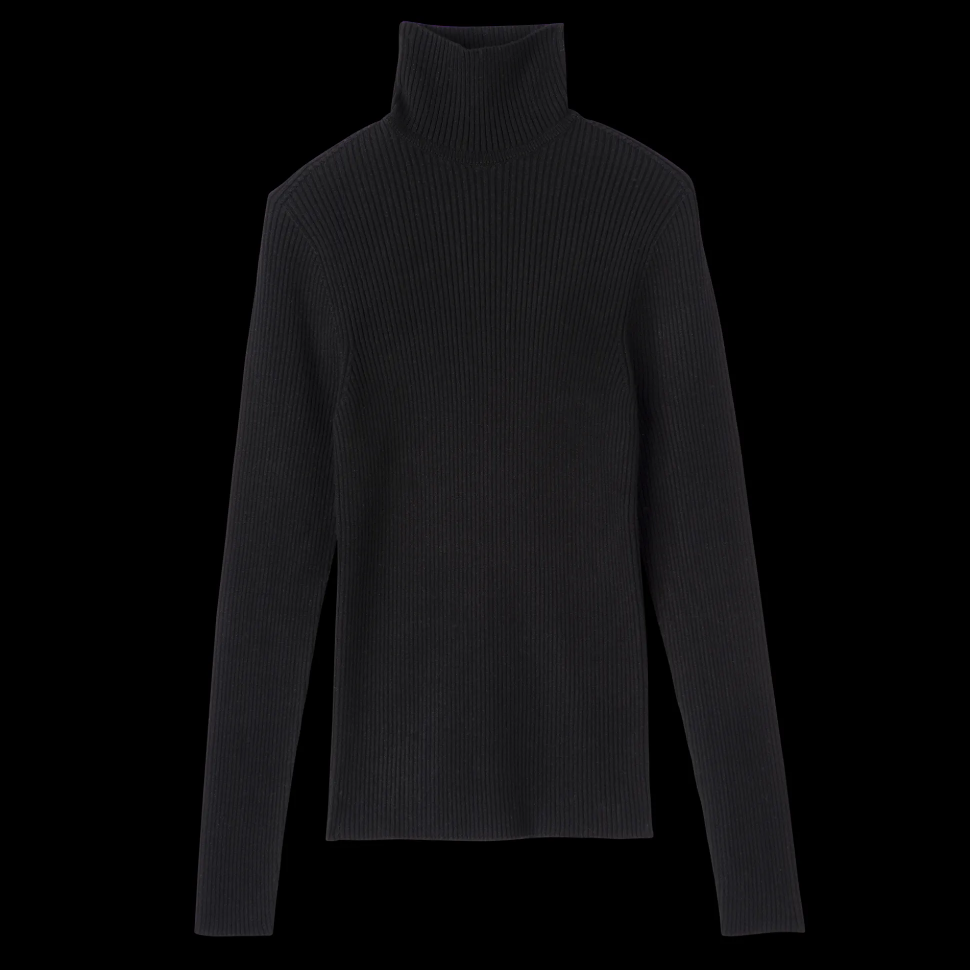 New Longchamp Maglia aderente con collo alto Nero