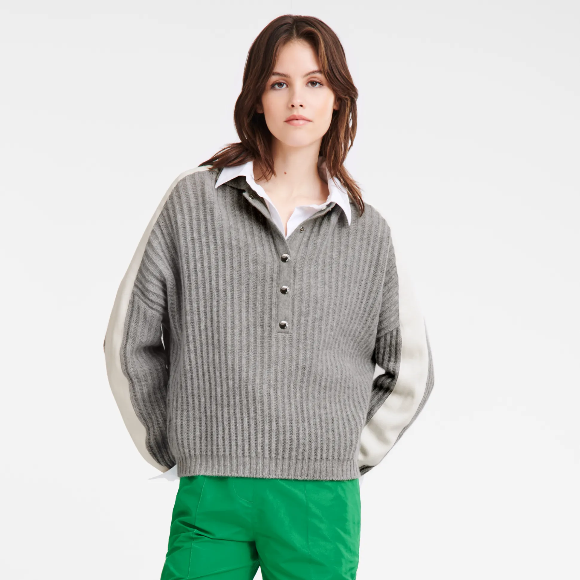 Best Sale Longchamp Maglia con colletto a polo Grigio