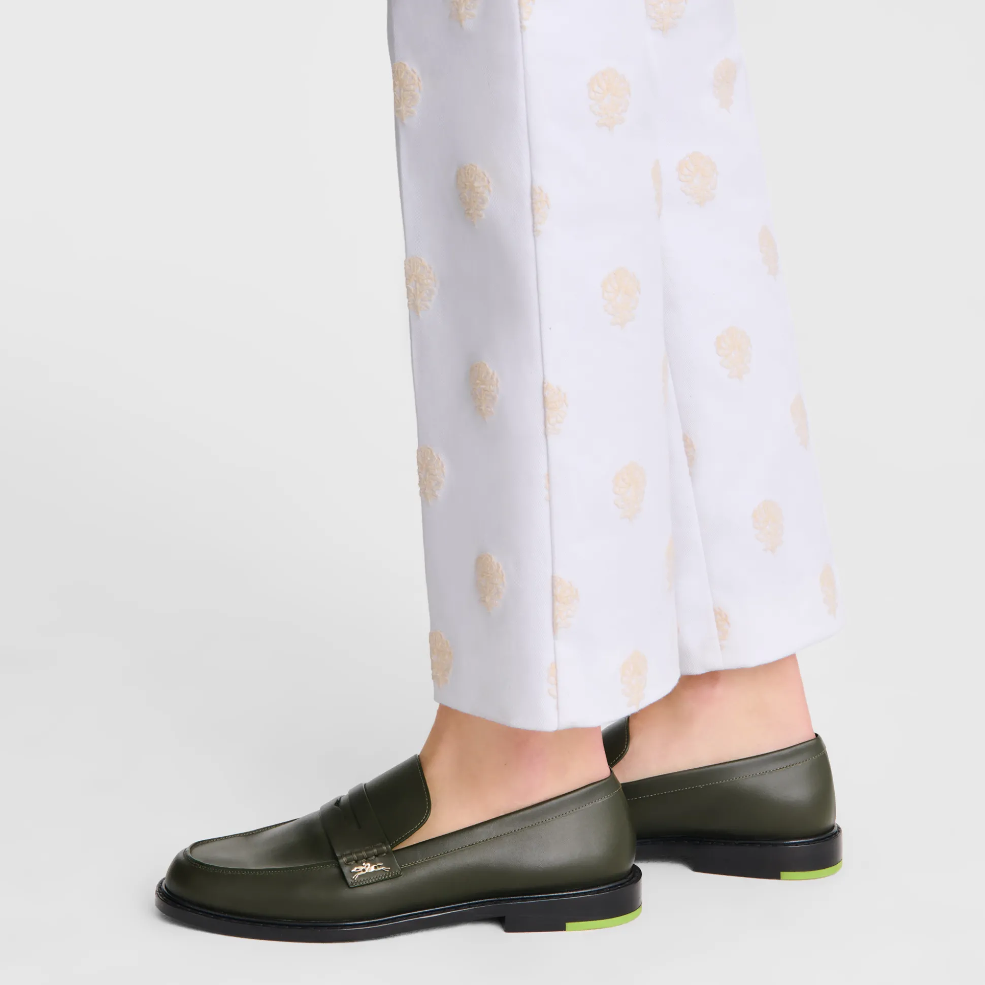 Outlet Longchamp Mocassino Kaki