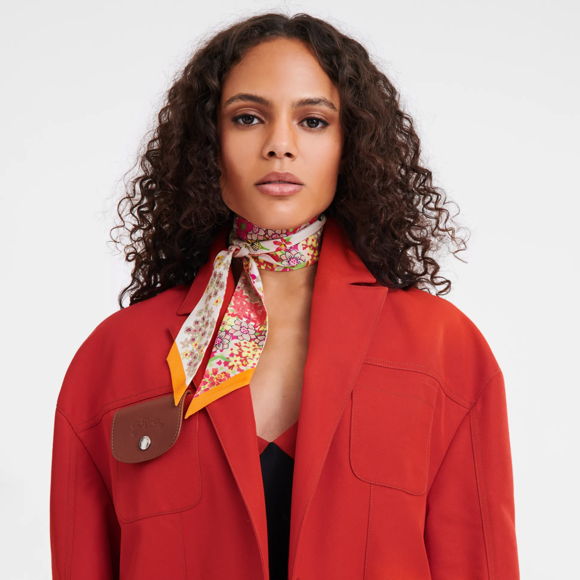 New Longchamp Nastro di seta Collier de fleurs Seta - Arancio