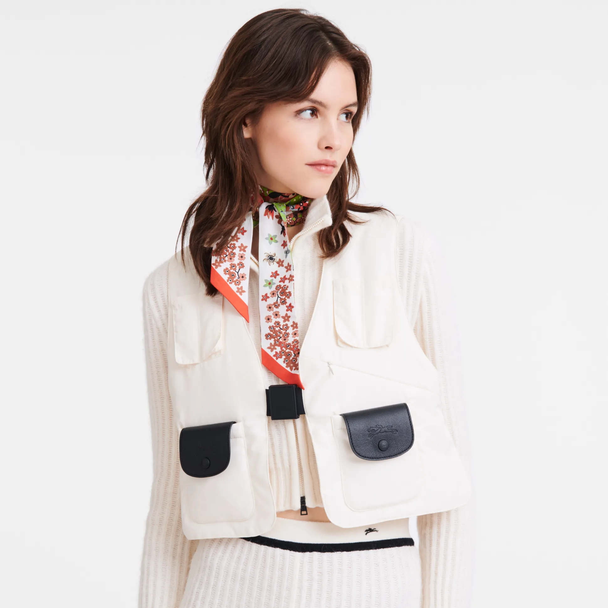 Clearance Longchamp Nastro di seta Collier de fleurs Seta - Paprica