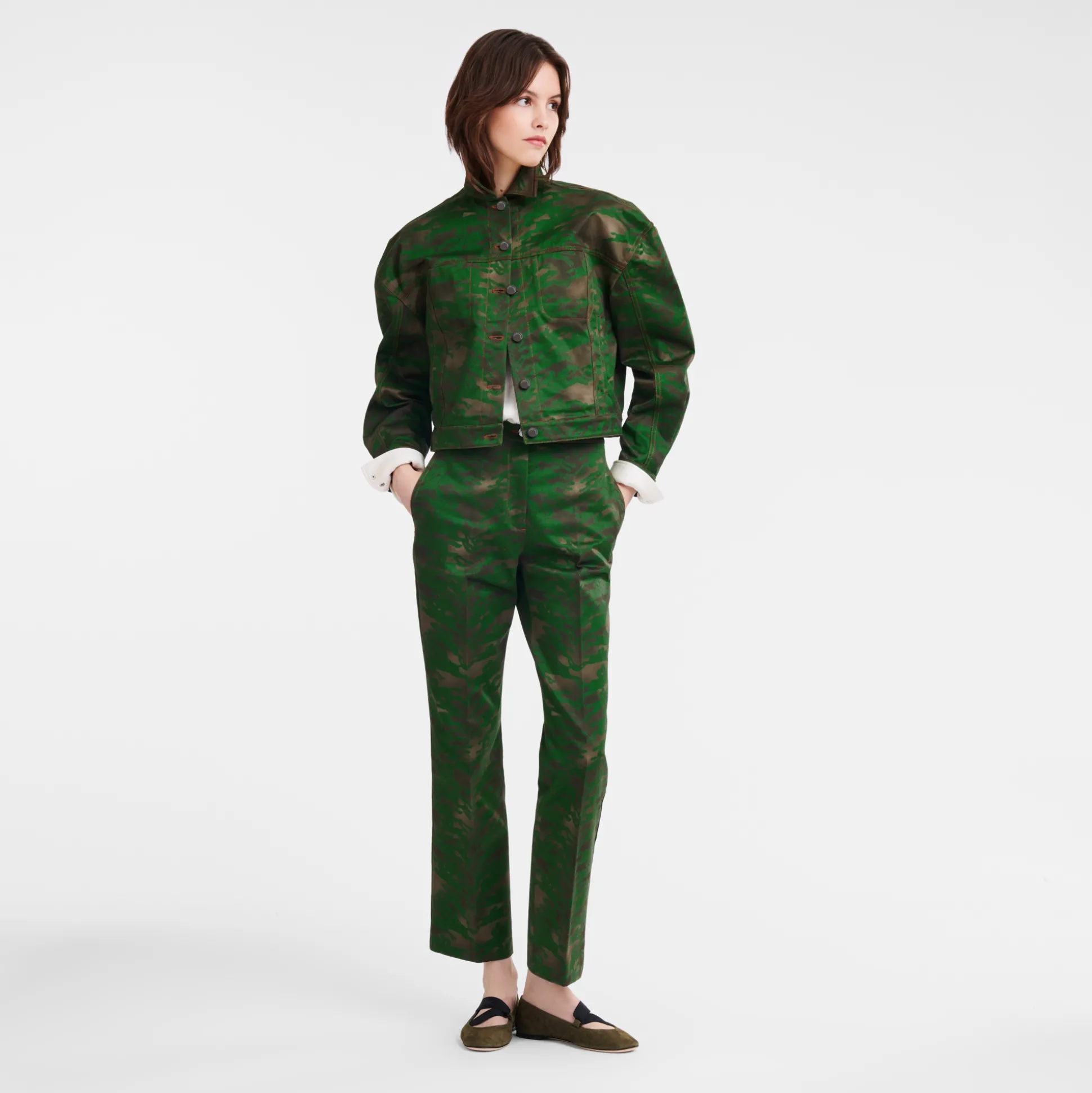 Fashion Longchamp Pantaloni corti dritti Kaki