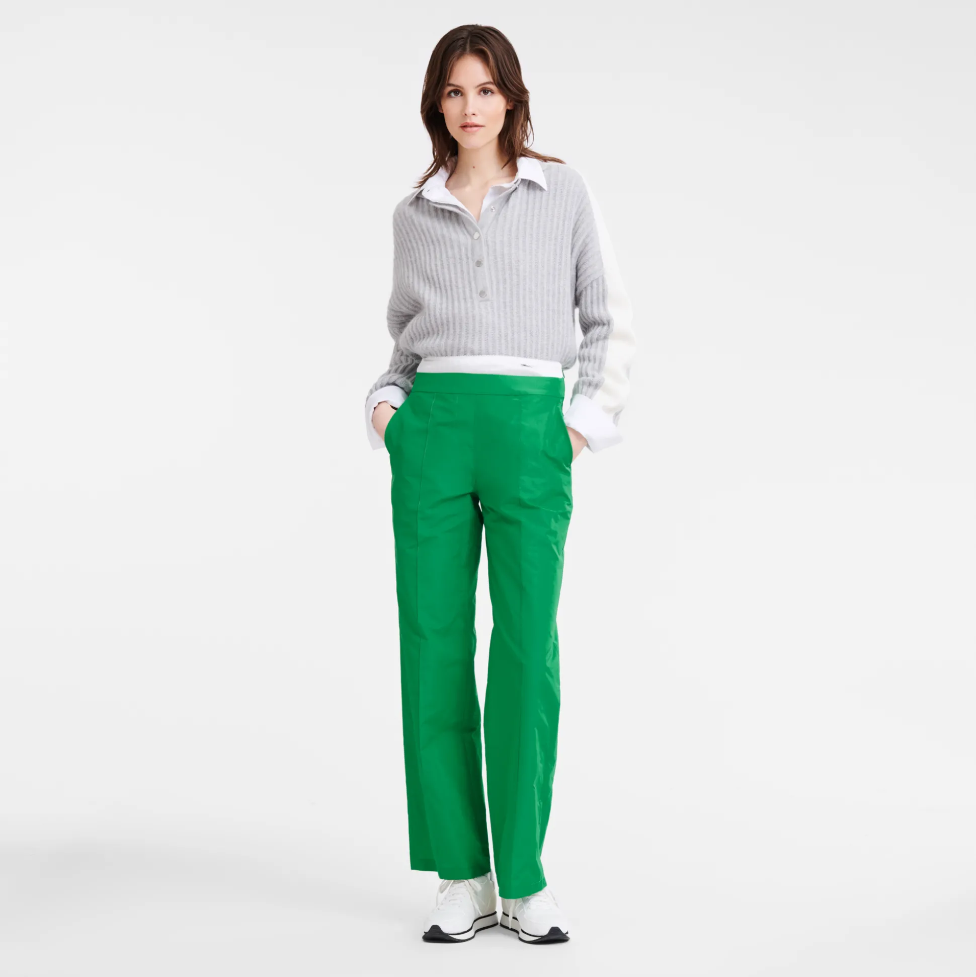 Flash Sale Longchamp Pantaloni dritti con applicazione Verde