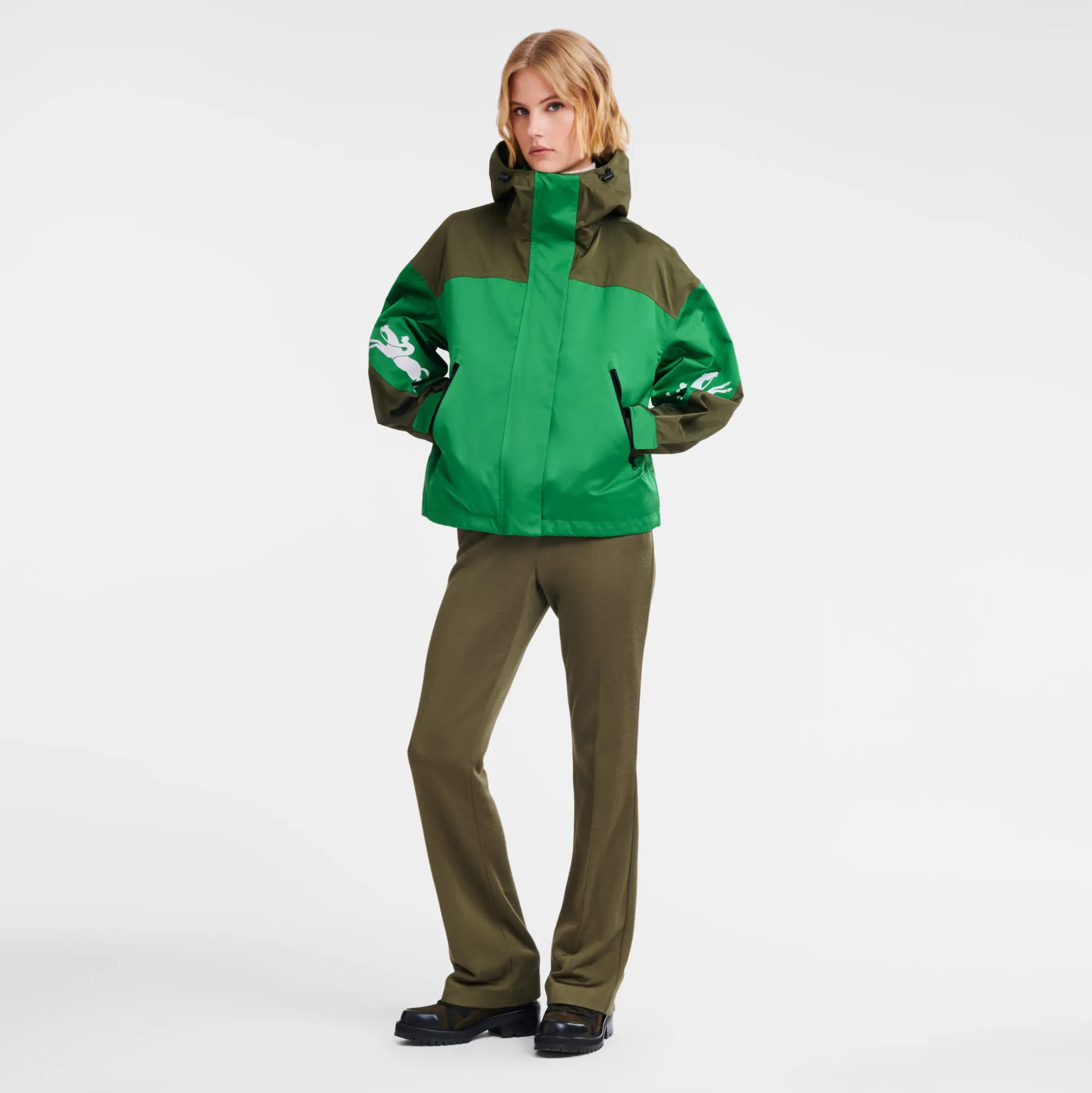 Sale Longchamp Parka corto Kaki/Verde