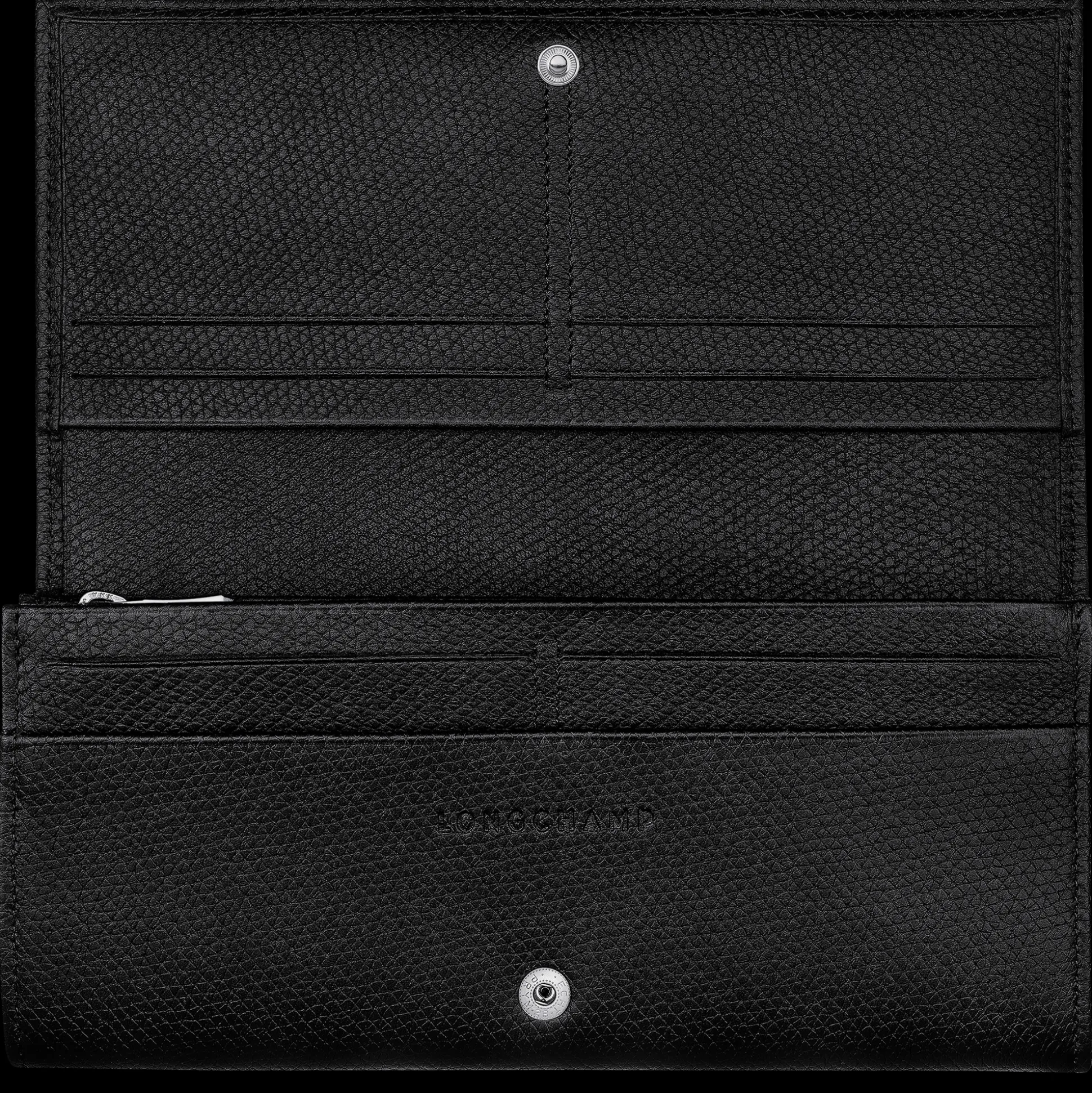 Store Longchamp Portafoglio con patta Le Roseau Pelle - Nero