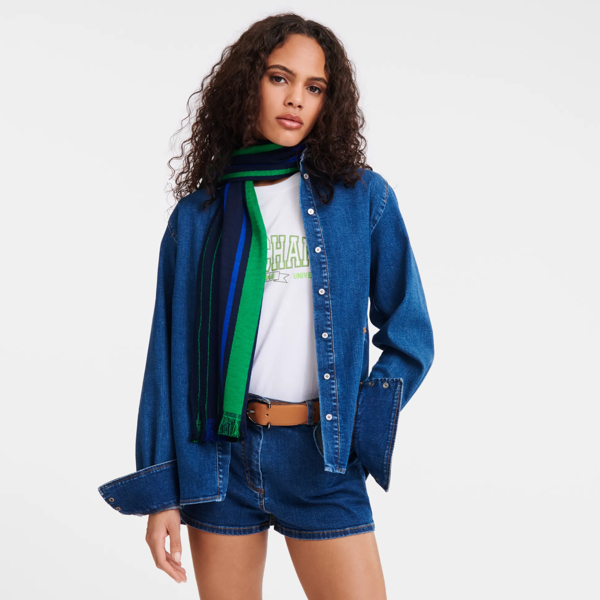 Best Sale Longchamp Sciarpa Essenziale College Lana - Marine